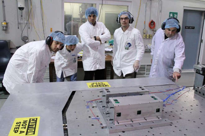 Canadian Satellite Design Challenge launch vibration testing at the Canadian Space Agency David Florida Laboratory, Ottawa