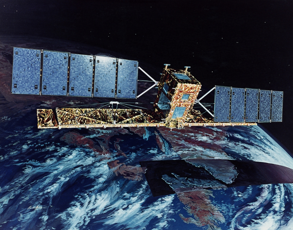 Artist's concept of the path RADARSAT-1 follows while over Canada