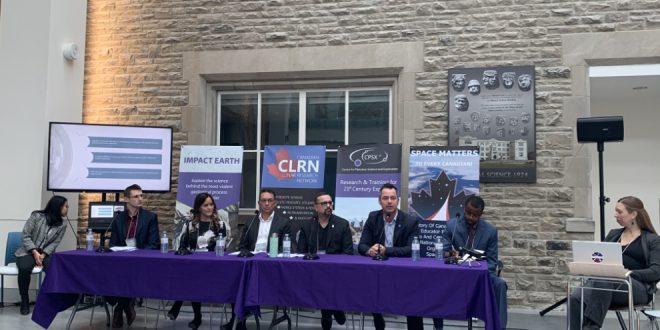 Panelists left to right: Michael Winter, Holly Johnson, Mike Villeneuve, Neil Banerjee, Tim Haltigin, Charles Nyabeze and moderator Melissa Battler