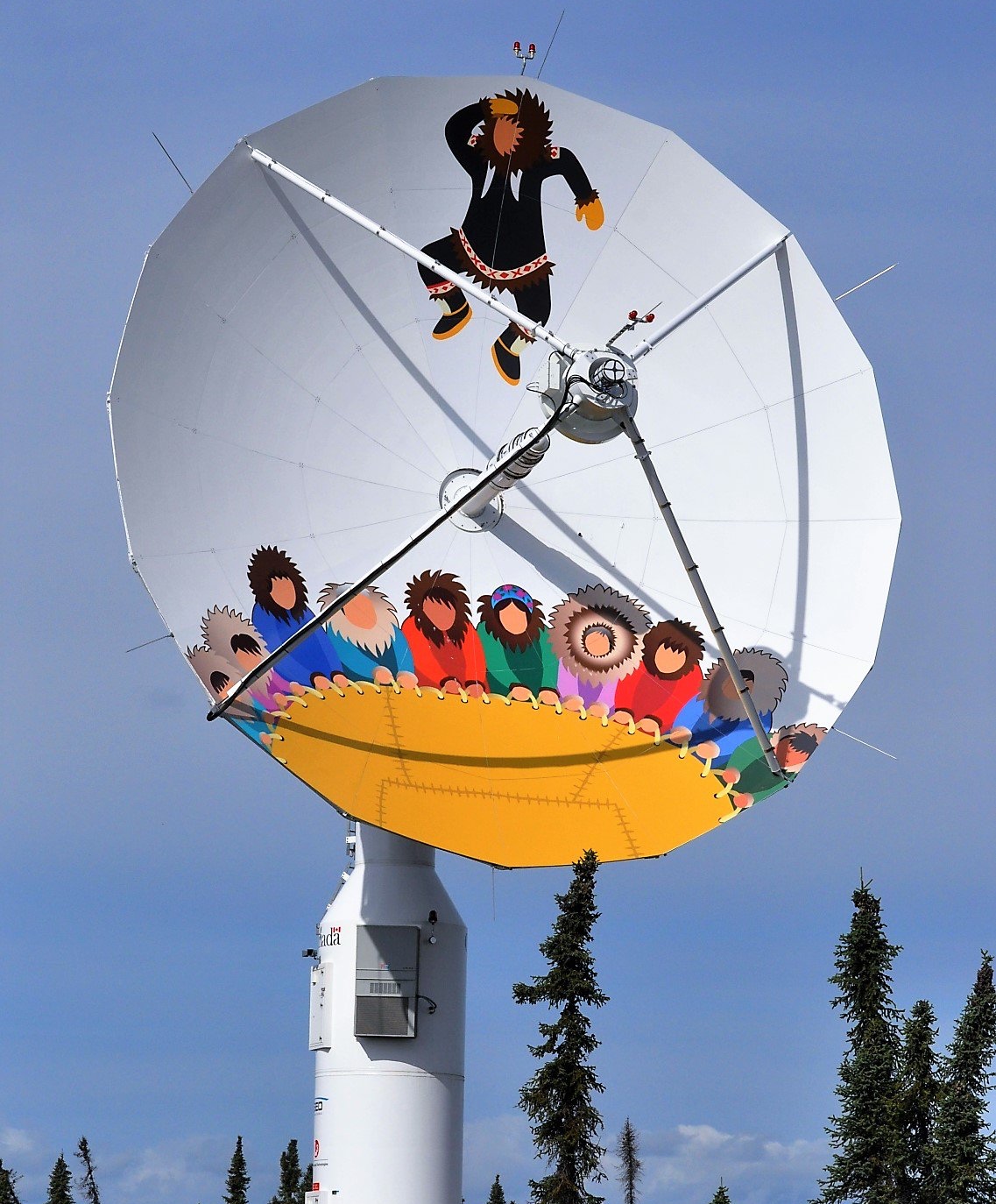 One of the satellite receiving dishes at the Inuvik Satellite Station Facility in Inuvik, Northwest Territories which receive data from the RCM
