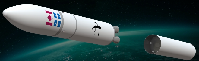 Artist illustration of  Reaction Dynamics rocket.