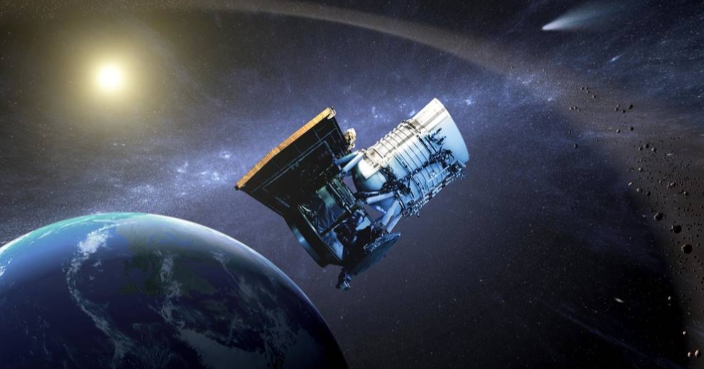 Artist’s concept of NASA's WISE (Wide-field Infrared Survey Explorer) spacecraft, which was an infrared-wavelength astronomical space telescope active from December 2009 to February 2011. In September 2013 the spacecraft was assigned a new mission as NEOWISE to help find near-Earth asteroids and comets. Credits: NASA/JPL-Caltech